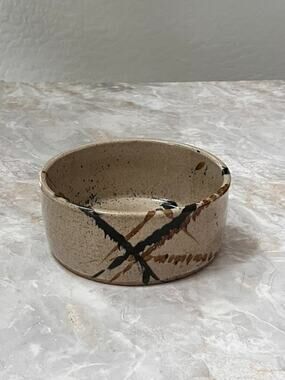 Studio Art Pottery Stoneware Bowl 6.6" Speckled With Splatter Abstract